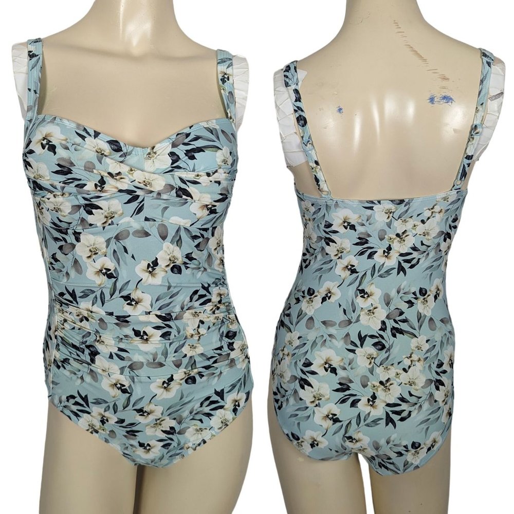 NipTuck Louise Boho Breeze Twist front floral blue One piece‎ Swimsuit 6